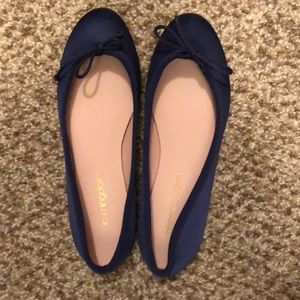 Navy satin flat